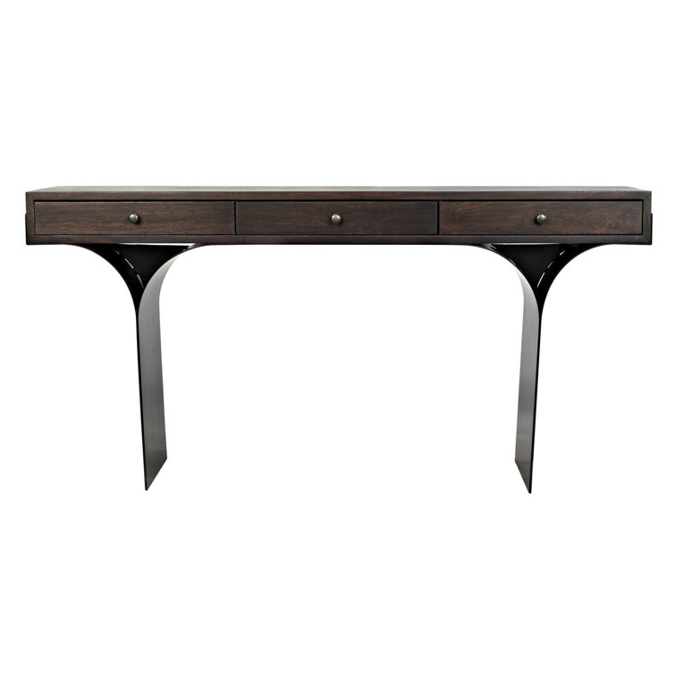 Noir Truss 62'' Ebony Walnut Writing Desk with Steel Legs