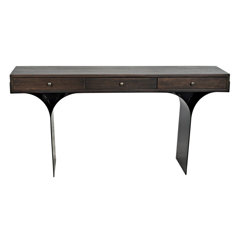 Noir Truss 62'' Ebony Walnut Writing Desk with Steel Legs