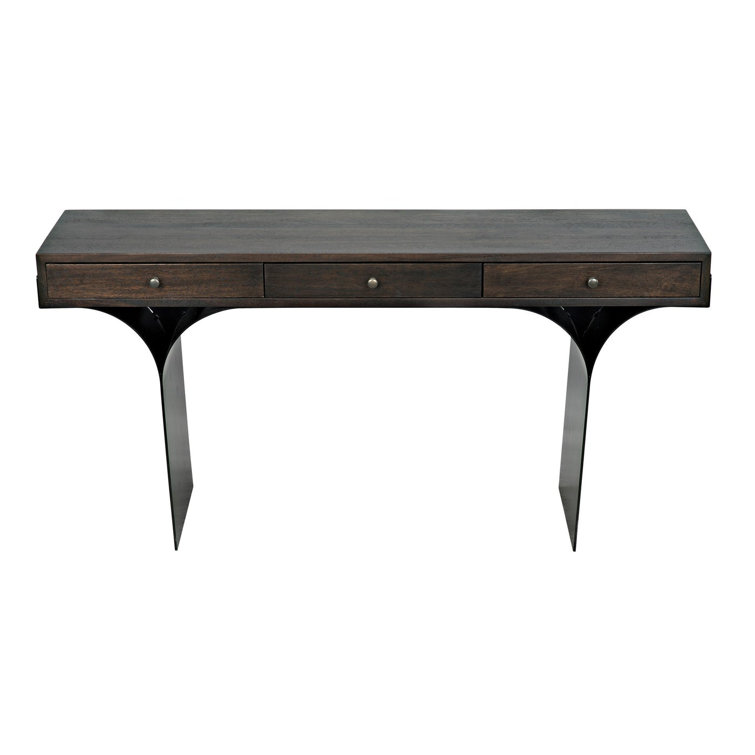 Noir Truss 62'' Ebony Walnut Writing Desk with Steel Legs