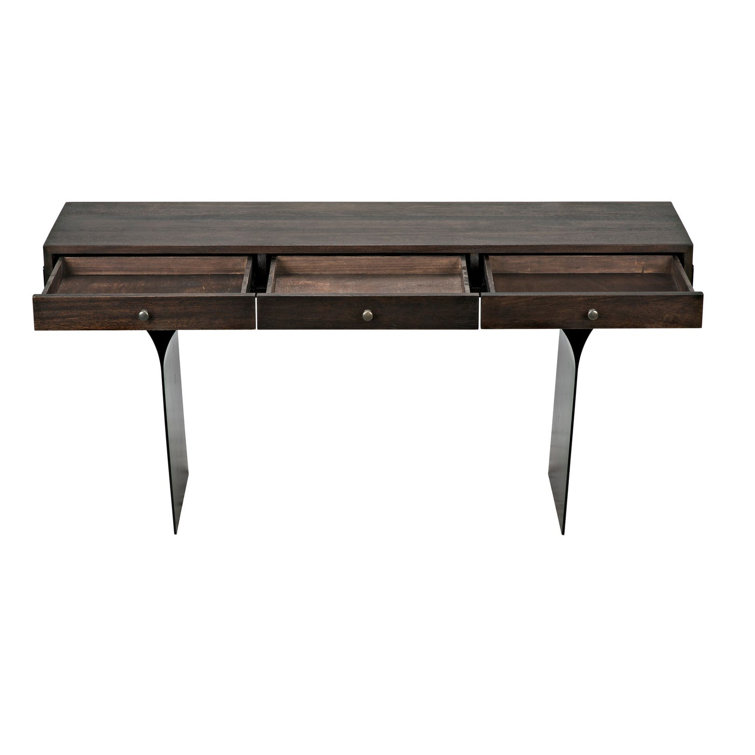 Noir Truss 62'' Ebony Walnut Writing Desk with Steel Legs