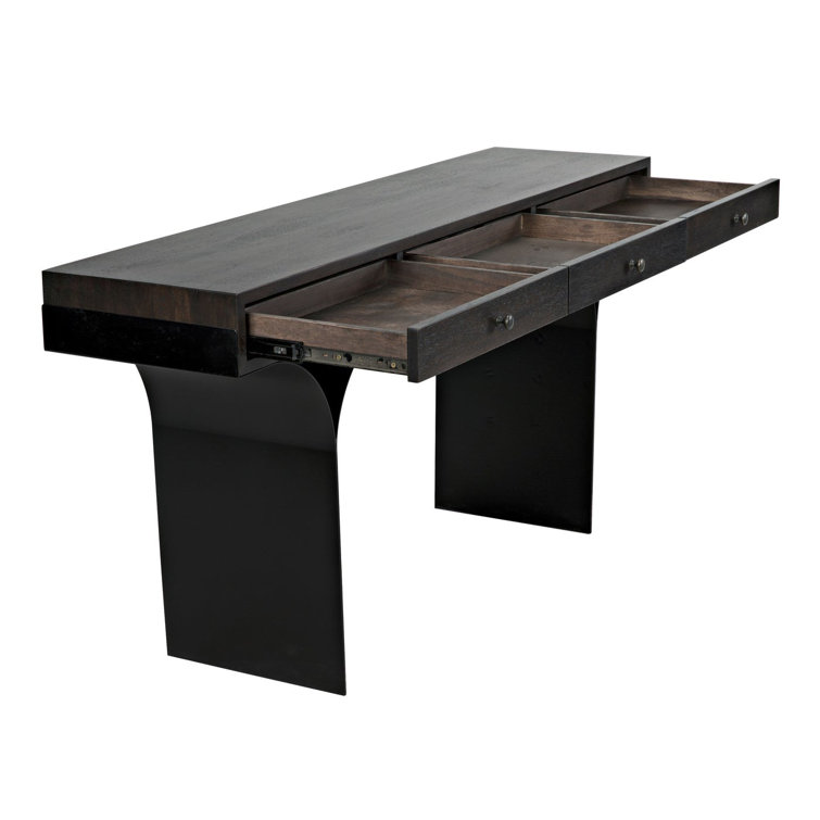 Noir Truss 62'' Ebony Walnut Writing Desk with Steel Legs