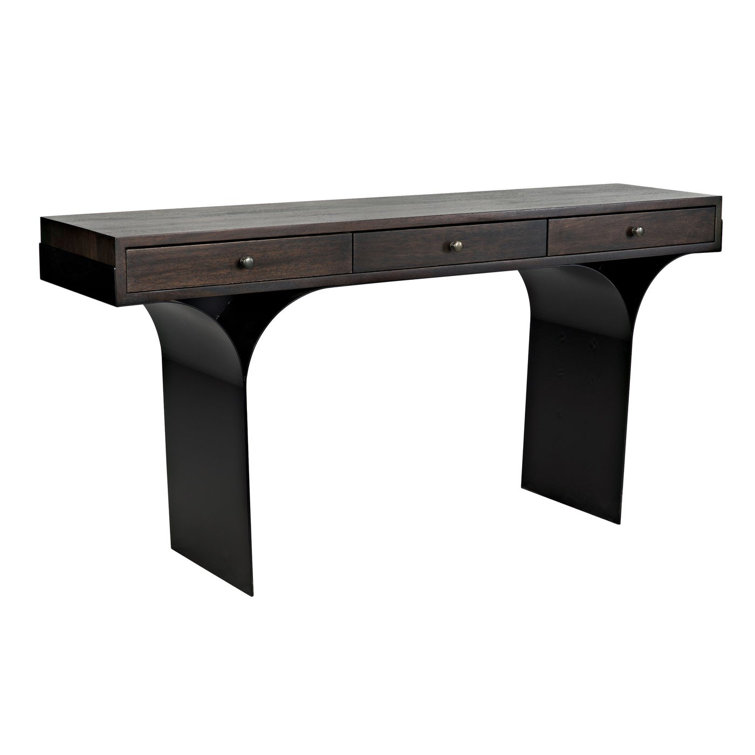 Noir Truss 62'' Ebony Walnut Writing Desk with Steel Legs