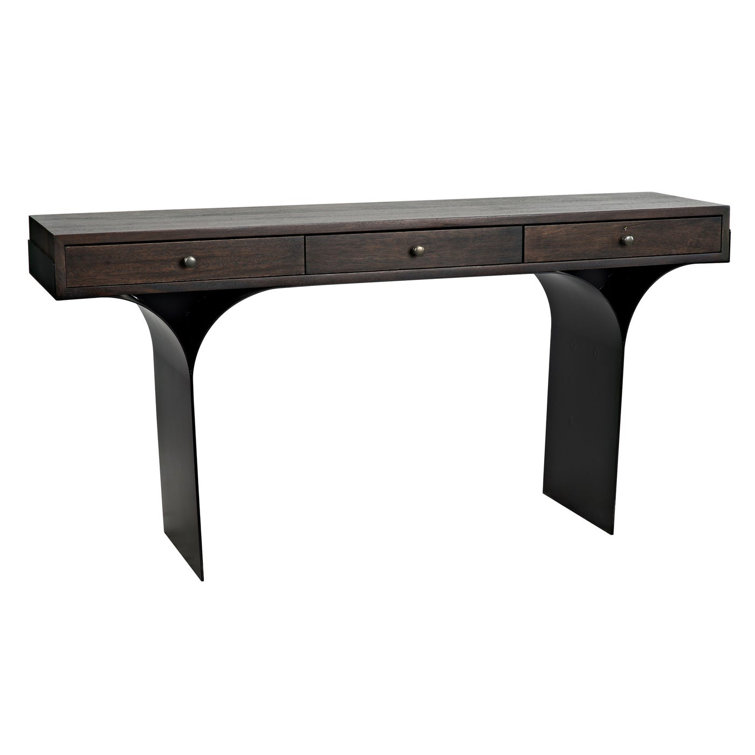 Noir Truss 62'' Ebony Walnut Writing Desk with Steel Legs