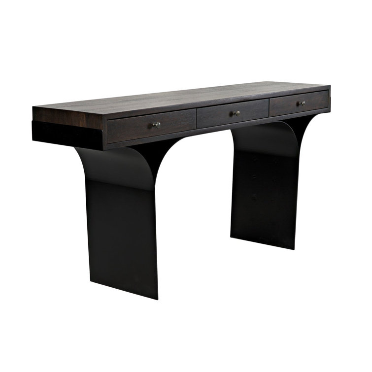 Noir Truss 62'' Ebony Walnut Writing Desk with Steel Legs