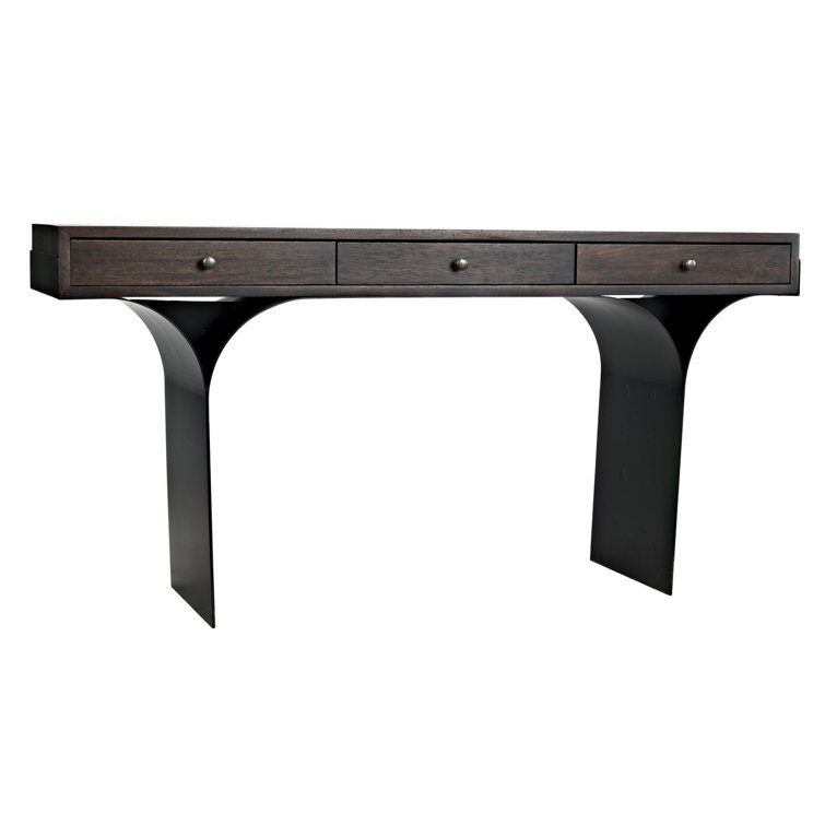 Noir Truss 62'' Ebony Walnut Writing Desk with Steel Legs