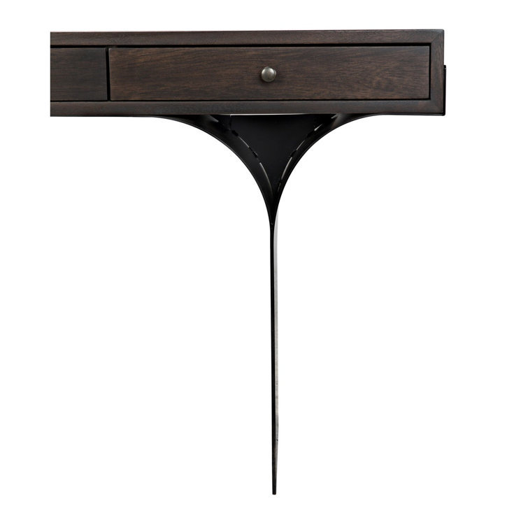 Noir Truss 62'' Ebony Walnut Writing Desk with Steel Legs