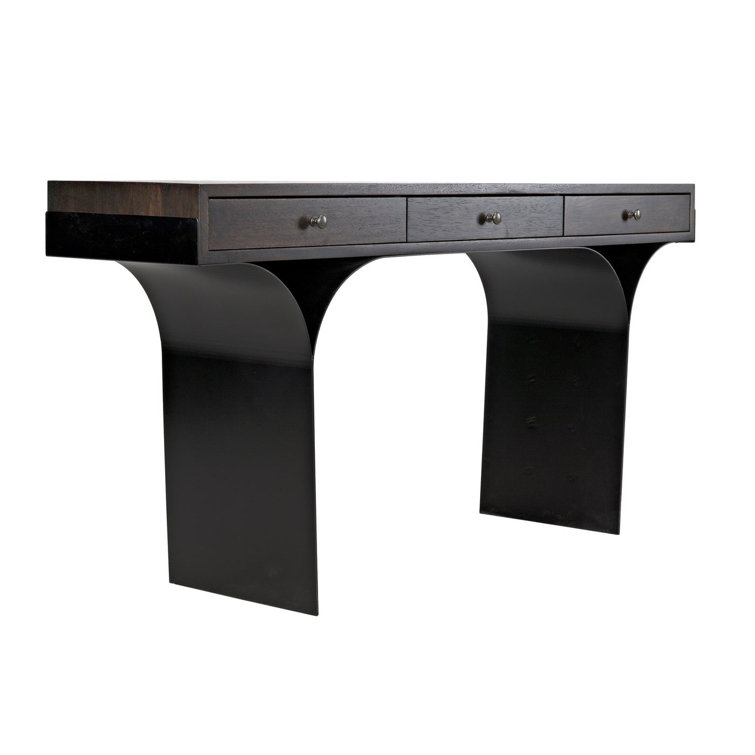 Noir Truss 62'' Ebony Walnut Writing Desk with Steel Legs