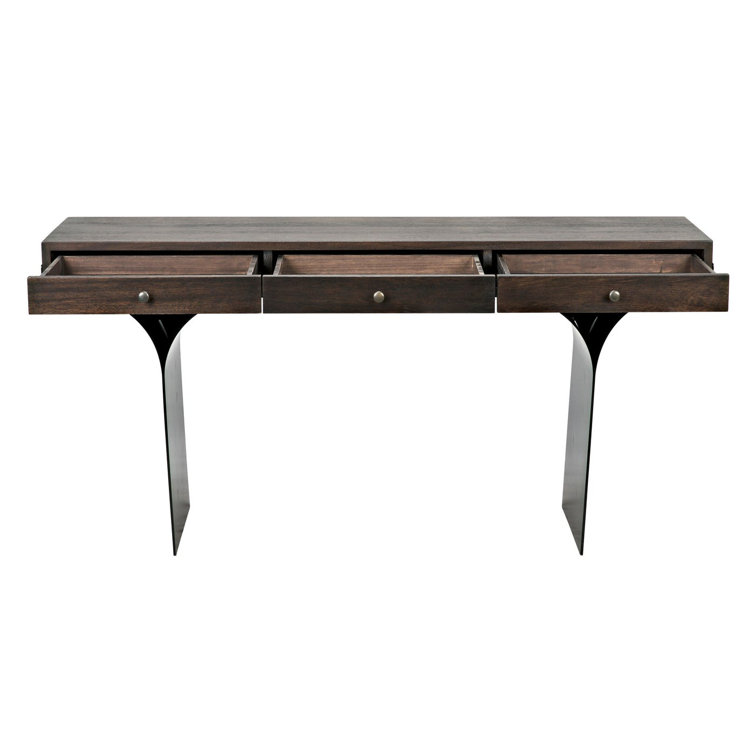Noir Truss 62'' Ebony Walnut Writing Desk with Steel Legs