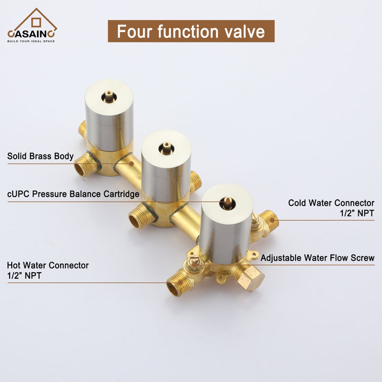 Brushed Nickel Dual Shower Head System with Body Jets