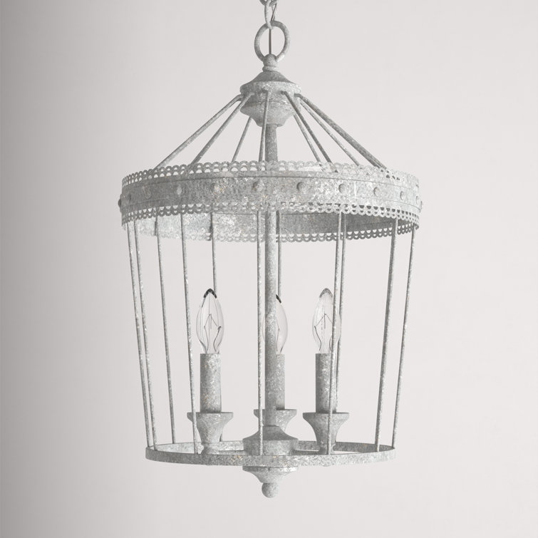 Oyster White Rustic Cage Pendant Light with Scallop Detail