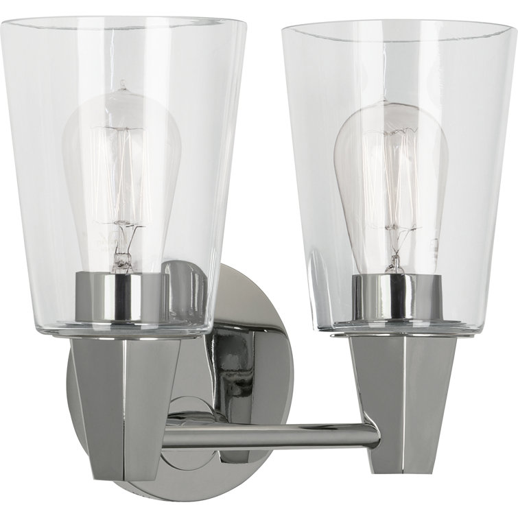 Wheatley 9.5'' Polished Chrome Vanity Light with Clear Glass Shades