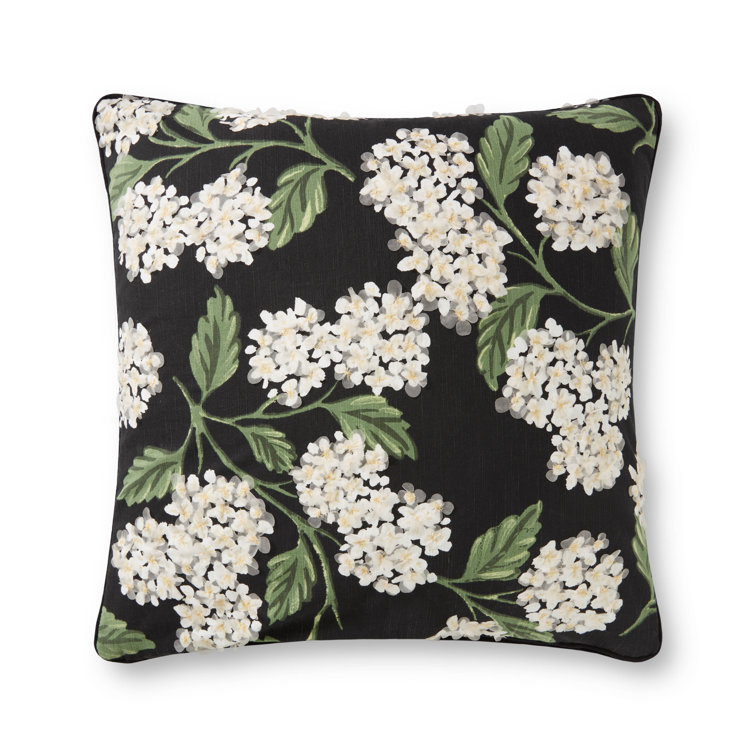 Black Embroidered Floral 22" x 22" Pillow Cover