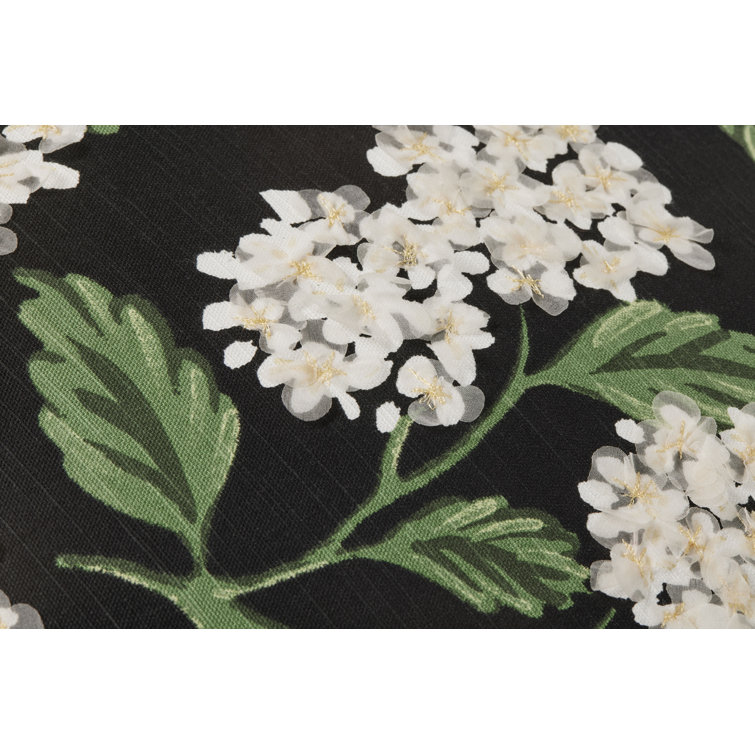 Black Embroidered Floral 22" x 22" Pillow Cover