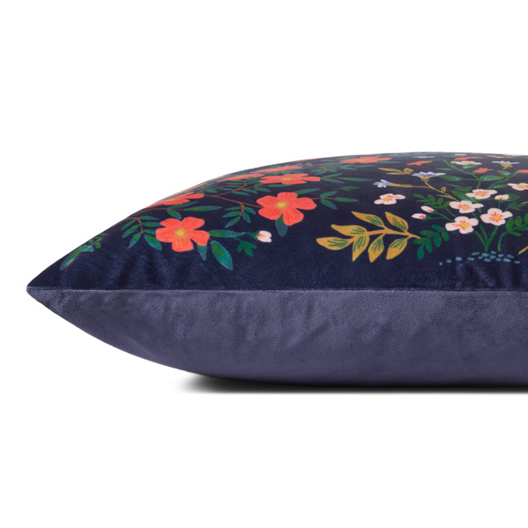 Wildwood Navy Floral 22" x 22" Polyester Throw Pillow