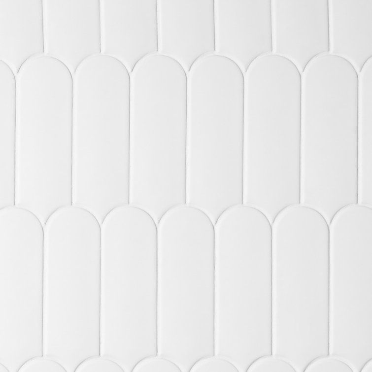 Blade Matte White Ceramic Fishscale Wall Tile