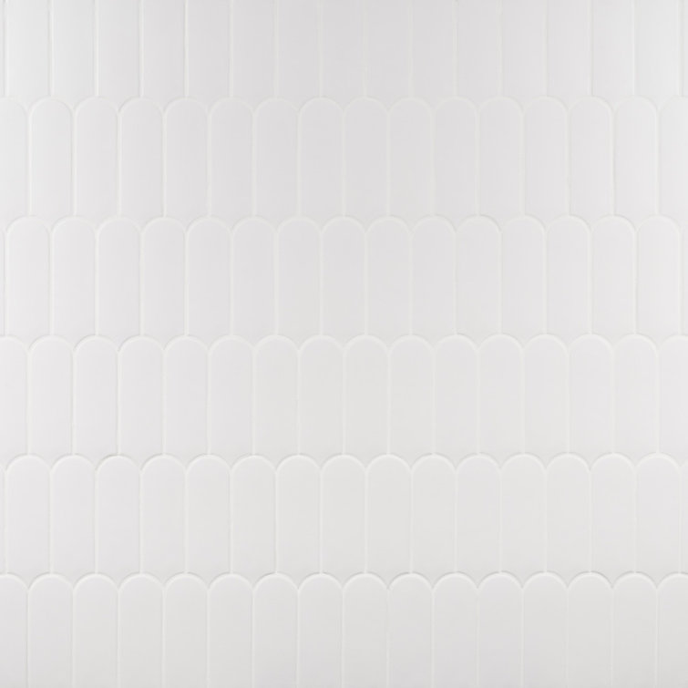 Blade Matte White Ceramic Fishscale Wall Tile