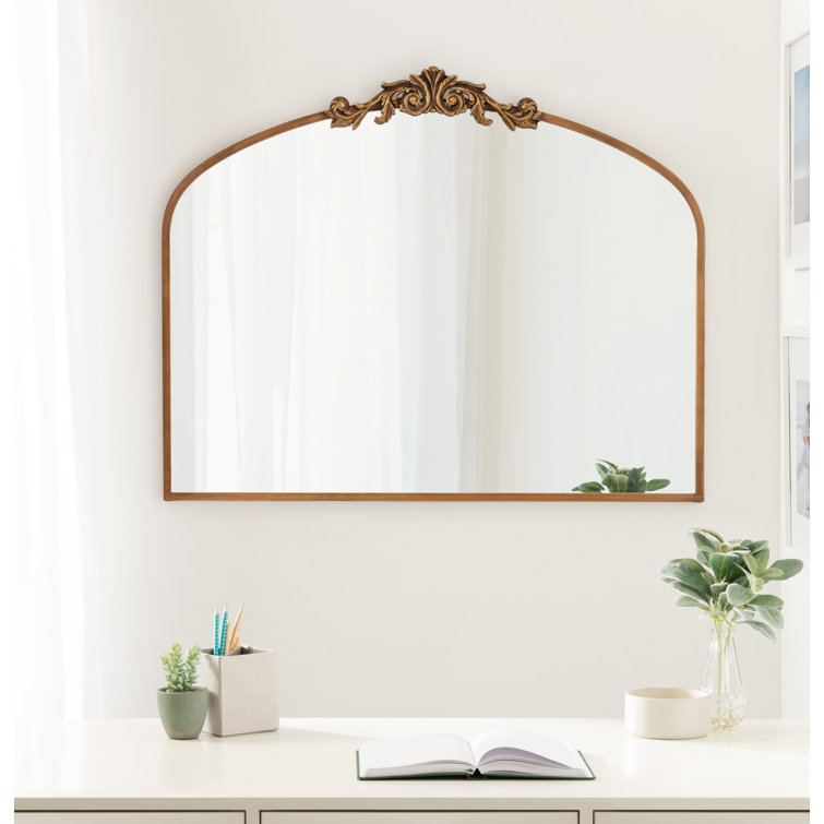 Gold Ornate Rectangular Bathroom Wall Mirror
