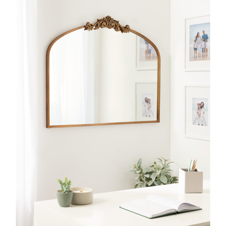 Gold Ornate Rectangular Bathroom Wall Mirror