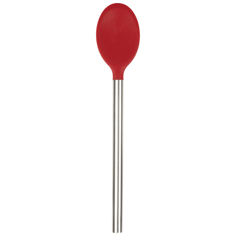 Cayenne Red Silicone Mixing Spoon with Stainless Steel Handle