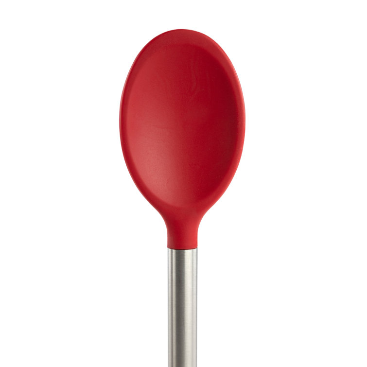 Cayenne Red Silicone Mixing Spoon with Stainless Steel Handle