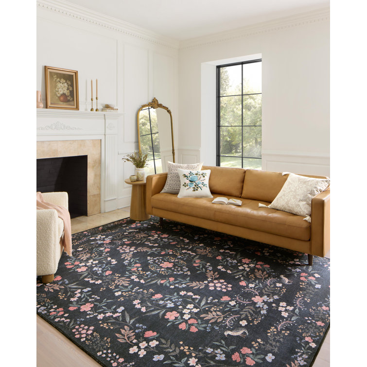 Maison Tuileries Fanciful Bird & Vine Navy 5' x 7'6" Area Rug
