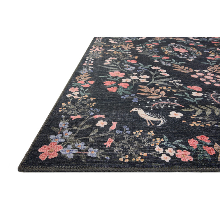 Maison Tuileries Fanciful Bird & Vine Navy 5' x 7'6" Area Rug