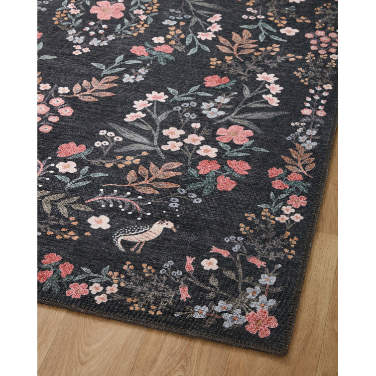 Maison Tuileries Fanciful Bird & Vine Navy 5' x 7'6" Area Rug