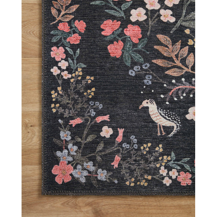 Maison Tuileries Fanciful Bird & Vine Navy 5' x 7'6" Area Rug