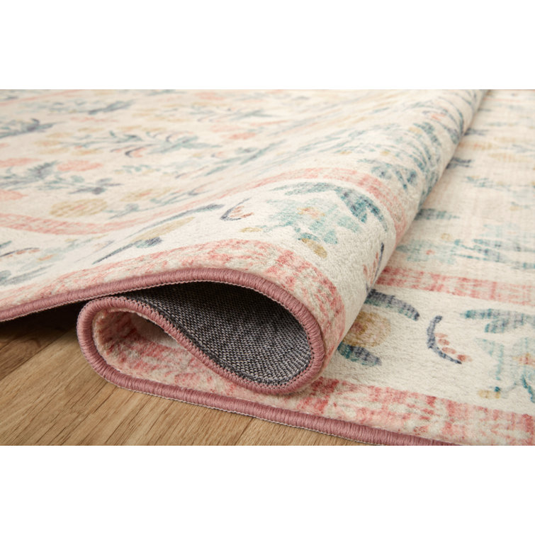 Mughal Rose Blush Floral Wool Runner Rug