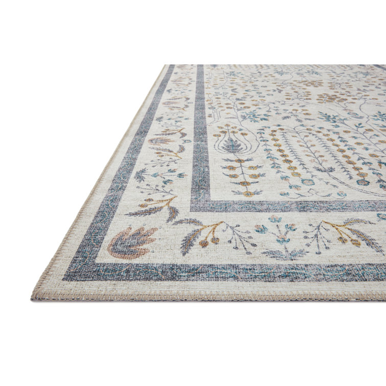 Maison Wisteria Cream Floral Synthetic Area Rug 3'-9" x 5'-6"