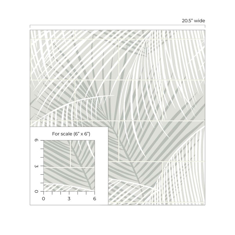 Luxe Haven Sea Salt Palm Tile Peel and Stick Wallpaper