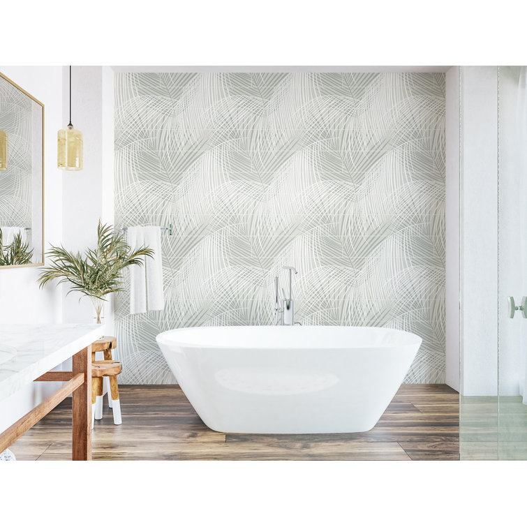 Luxe Haven Sea Salt Palm Tile Peel and Stick Wallpaper