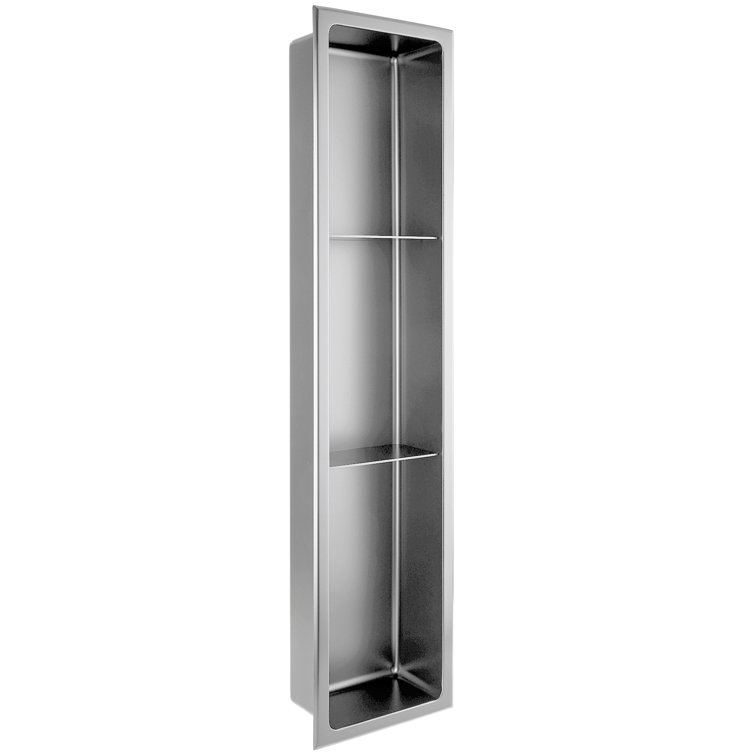 Brushed Stainless Steel Triple Shelf Shower Niche