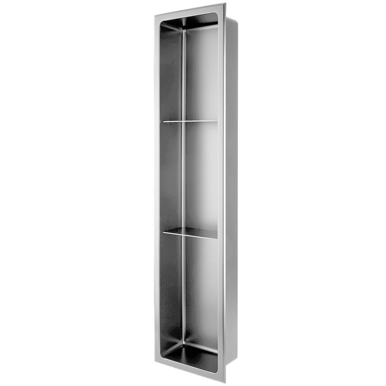 Brushed Stainless Steel Triple Shelf Shower Niche
