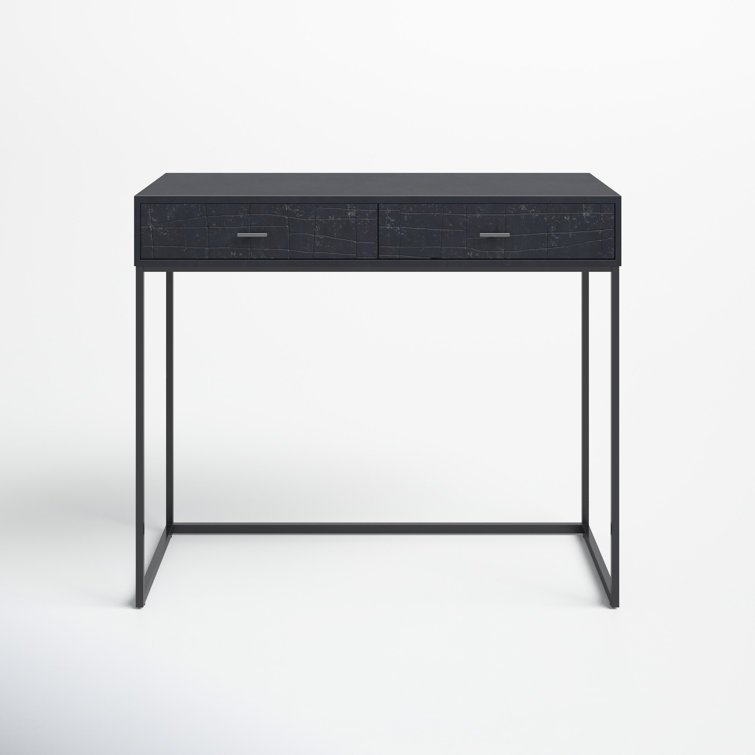 Mugello Solid Acacia Wood Desk with Textured Drawers in Black