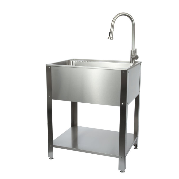 28" Stainless Steel Freestanding Utility Sink with Faucet