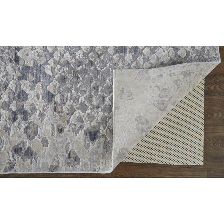 Gray and Blue Abstract Synthetic 12' x 15' Area Rug