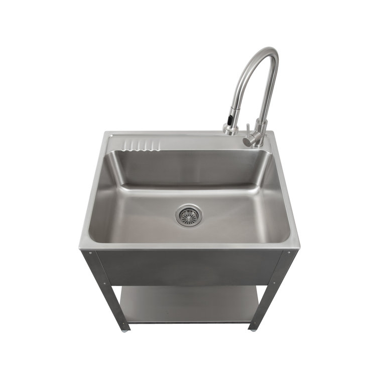 28" Stainless Steel Freestanding Utility Sink with Faucet