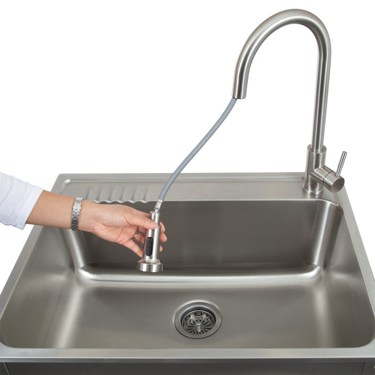 28" Stainless Steel Freestanding Utility Sink with Faucet and Drainboard