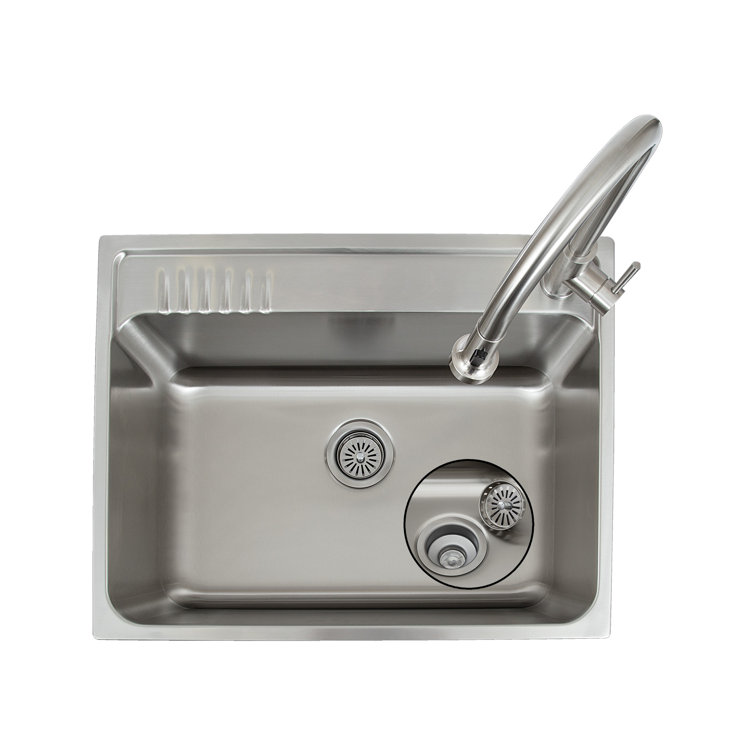 28" Stainless Steel Freestanding Utility Sink with Faucet and Drainboard