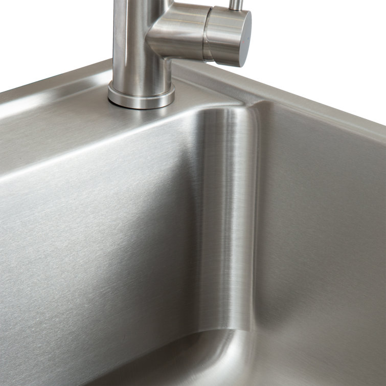 28" Stainless Steel Freestanding Utility Sink with Faucet and Drainboard