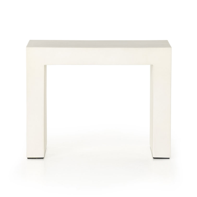 Parish White Concrete Parsons Style Outdoor Side Table