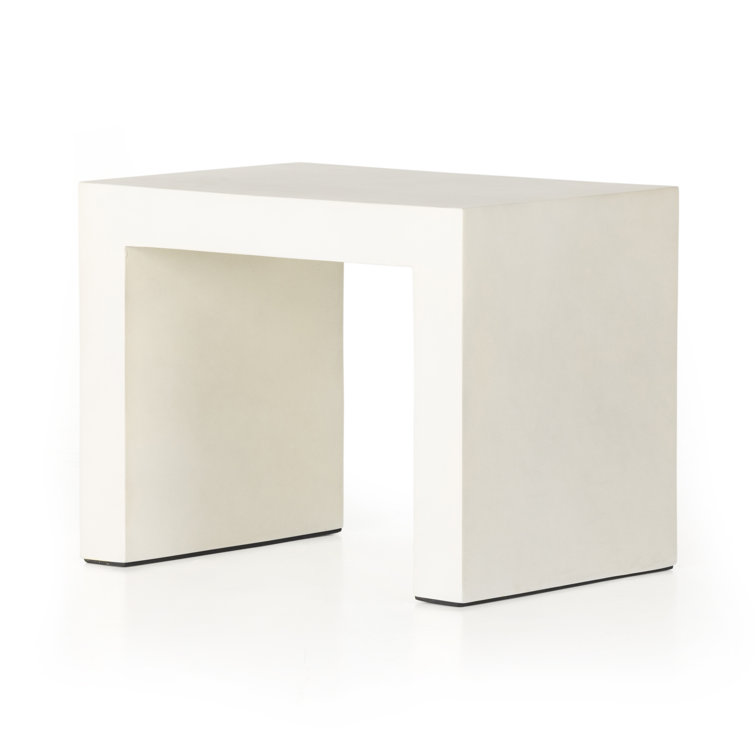 Parish White Concrete Parsons Style Outdoor Side Table