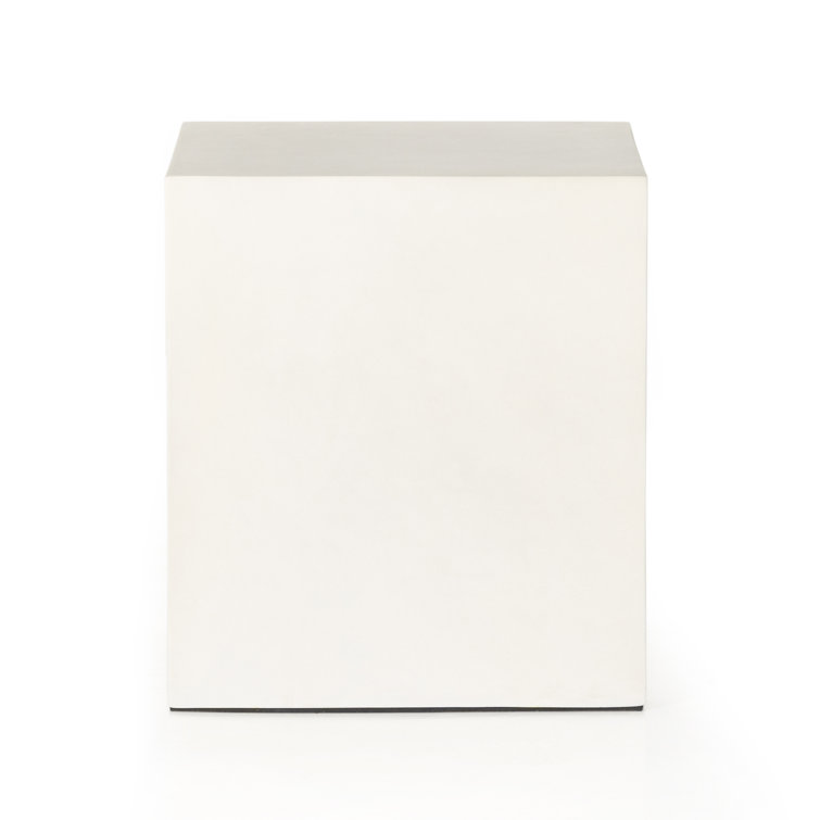 Parish White Concrete Parsons Style Outdoor Side Table