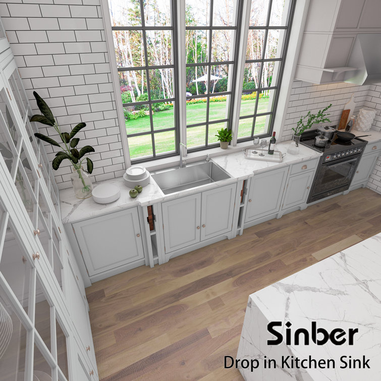 Sinber 33" Stainless Steel Drop-In Single Bowl Kitchen Sink