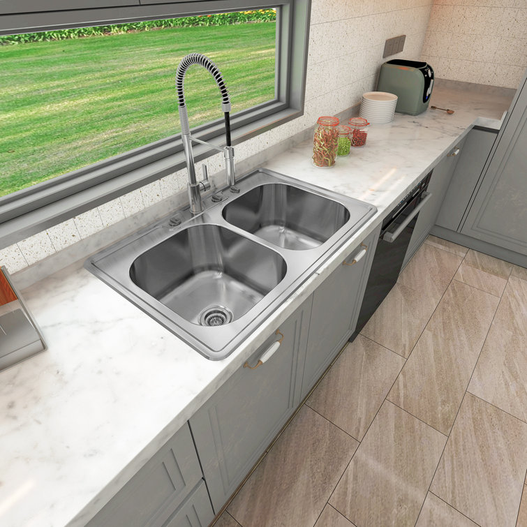Sinber 32" Stainless Steel Double Bowl Kitchen Sink