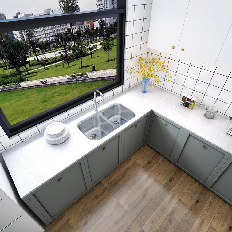 Sinber 32'' x 18'' Stainless Steel Double Bowl Undermount Kitchen Sink