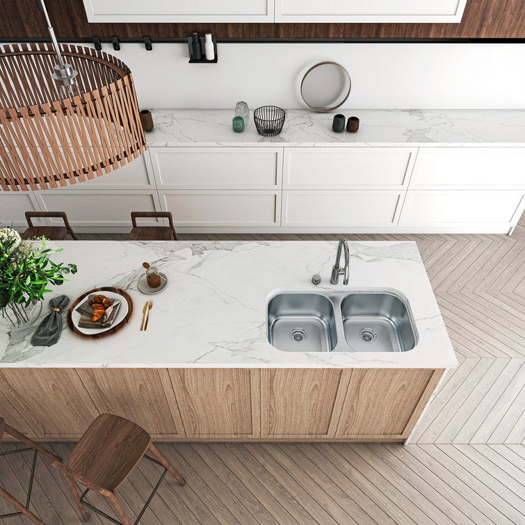Sinber 32'' x 18'' Stainless Steel Double Bowl Undermount Kitchen Sink