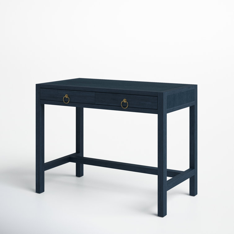 Elin 116'' Navy Minimalist Wood Writing Desk with Drawers