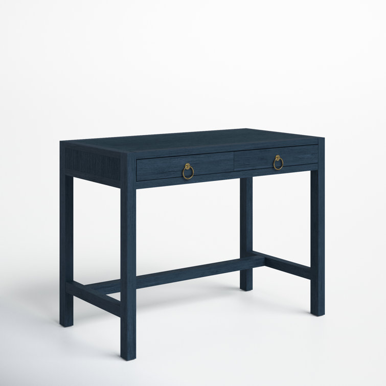 Elin 116'' Navy Minimalist Wood Writing Desk with Drawers